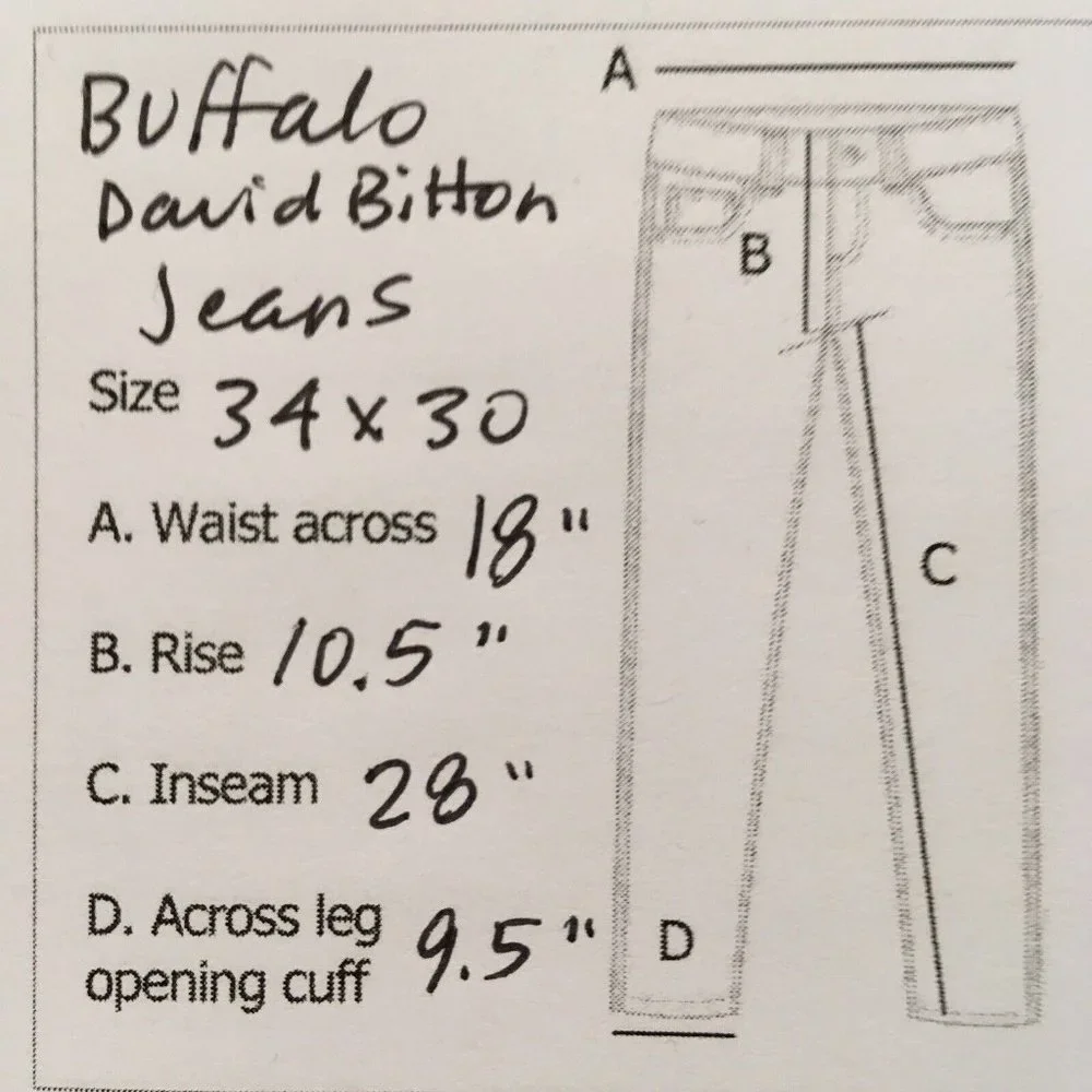 Buffalo‎ David Bitton Mens Blue Jeans 34X28 Boot Cut Ripped Rough Cuffs Denim